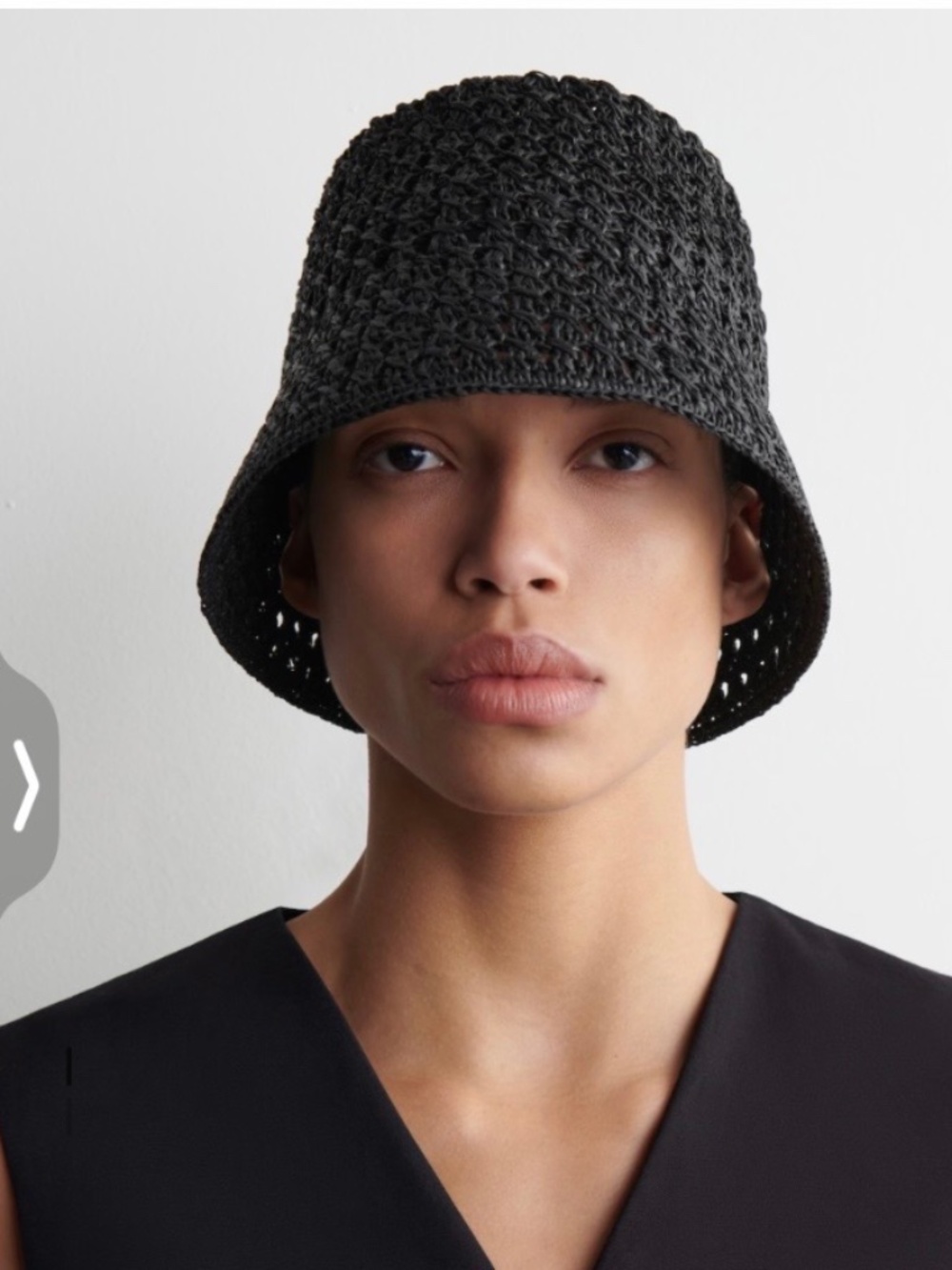 COS Black Crochet Bucket Hat